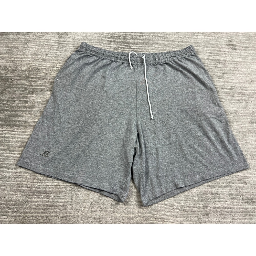 Russell Athletic Shorts Mens XL Gray Jersey Knit Drawstring Athletic Basics